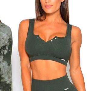 Bombshell Sportswear Army Green Snap Bra